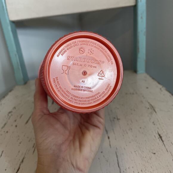 Starbucks Pearl Bling Fall Orange Studded Venti Tumbler Cup Glossy No Straw - Picture 5 of 6